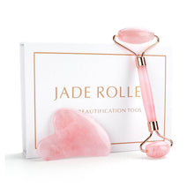 Load image into Gallery viewer, Deinlai rose quartz roller and gua sha set