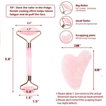Load image into Gallery viewer, Deinlai rose quartz and gua sha tool details